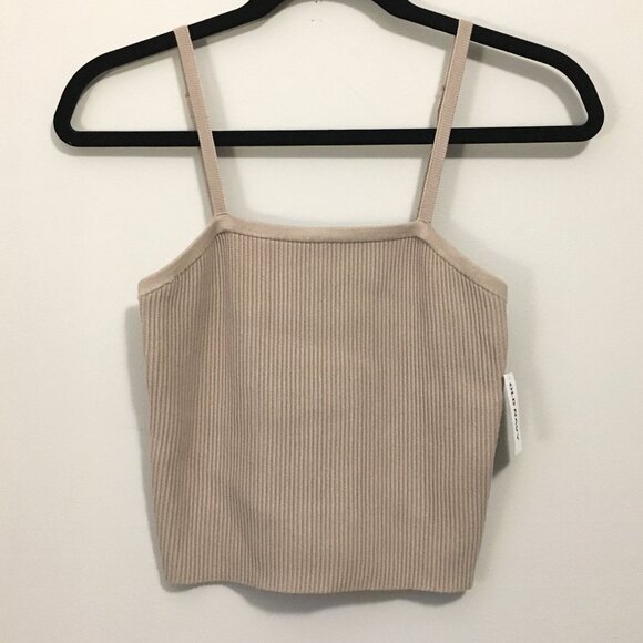 NWT Old Navy Beige Ribbed Square Neck Cropped Cami - Picture 1 of 11